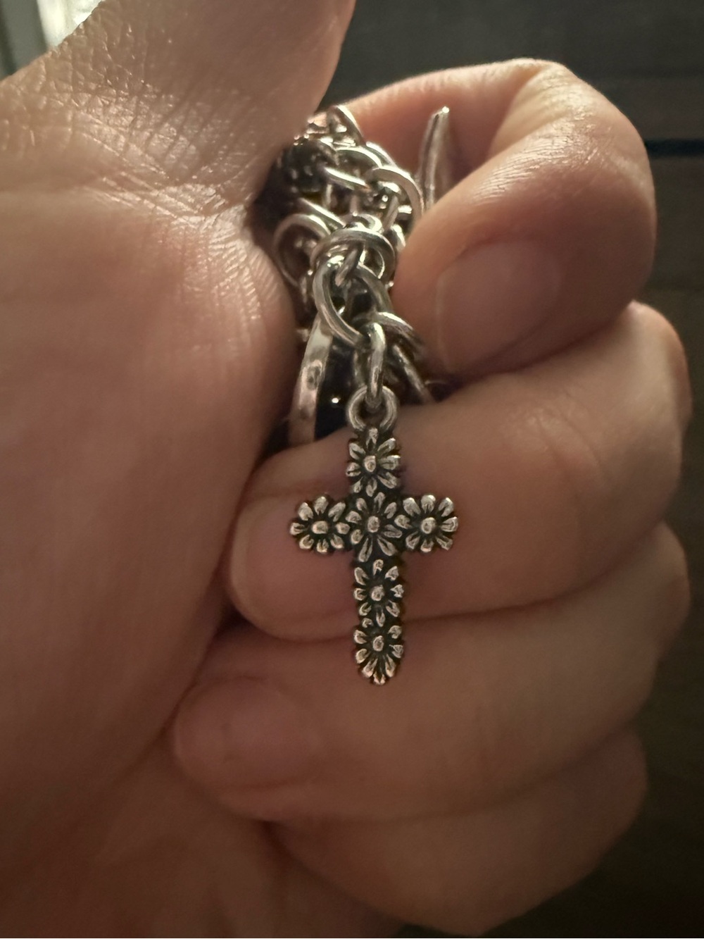 James Avery Silver Sunflower Cross Pendant - Picture 3 of 3